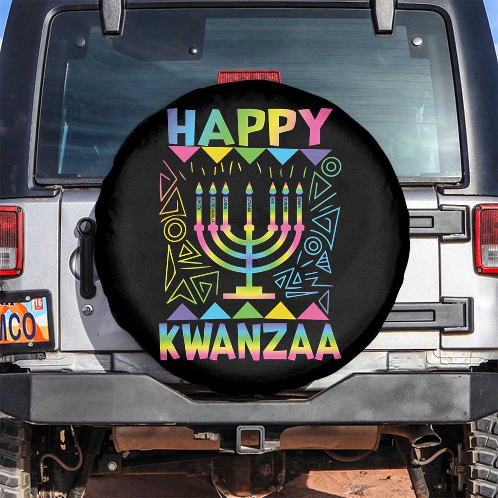 Happy Kwanzaa Spare Tire Cover Christmas African American Heritage Holiday Kinara Mazao TS10 No hole Black Print Your Wear