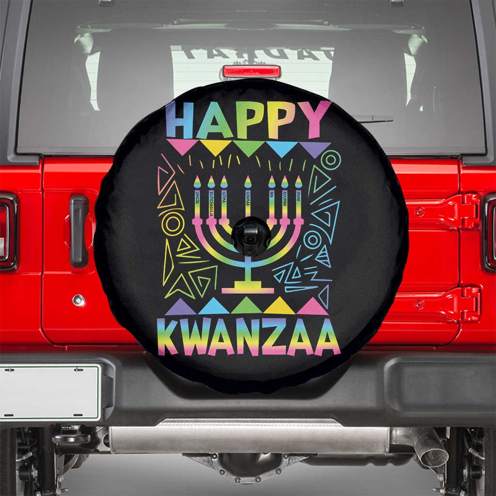 Happy Kwanzaa Spare Tire Cover Christmas African American Heritage Holiday Kinara Mazao TS10 Black Print Your Wear