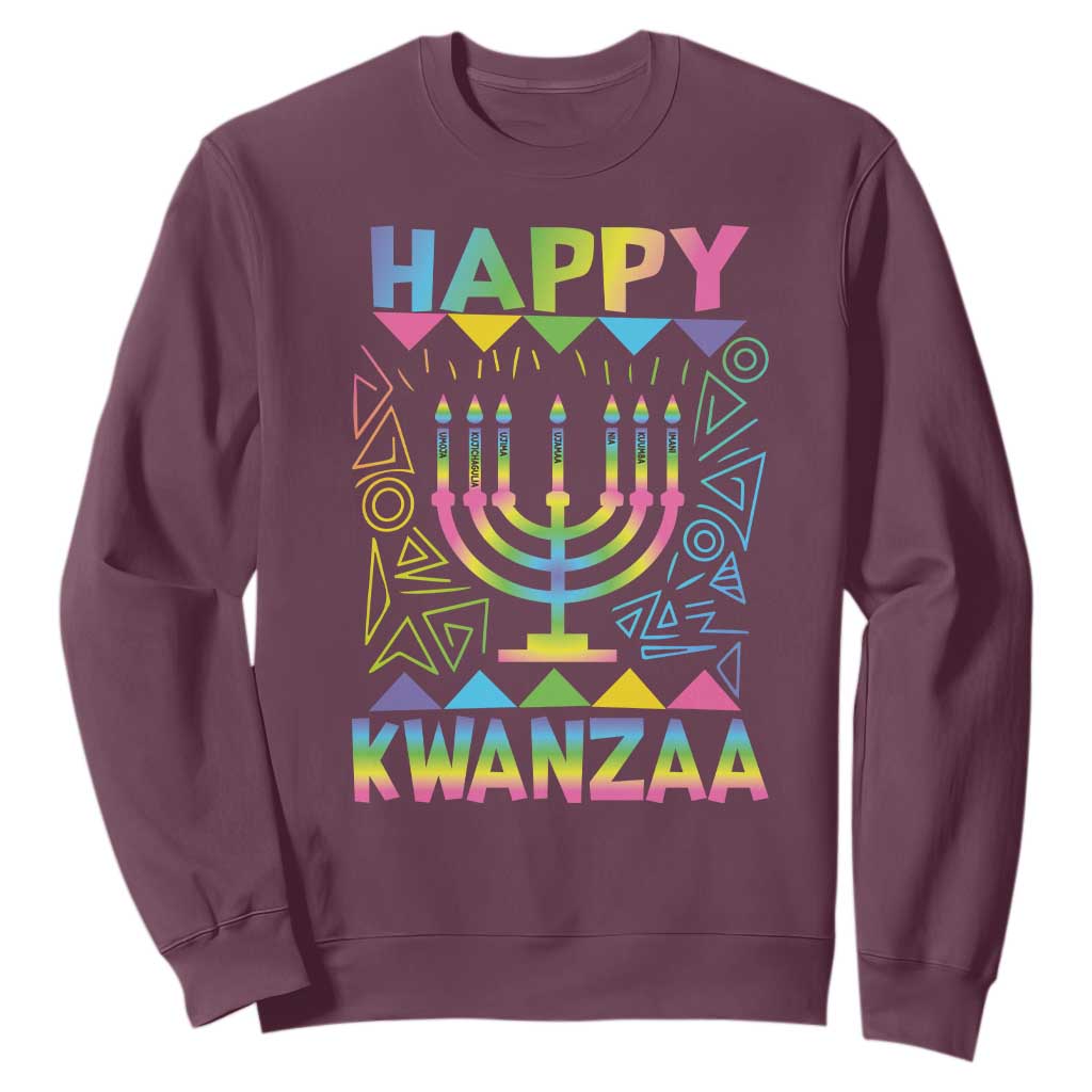 Happy Kwanzaa Sweatshirt Christmas African American Heritage Holiday Kinara Mazao TS10 Maroon Print Your Wear