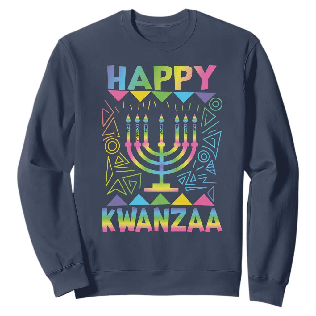 Happy Kwanzaa Sweatshirt Christmas African American Heritage Holiday Kinara Mazao TS10 Navy Print Your Wear