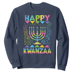 Happy Kwanzaa Sweatshirt Christmas African American Heritage Holiday Kinara Mazao TS10 Navy Print Your Wear