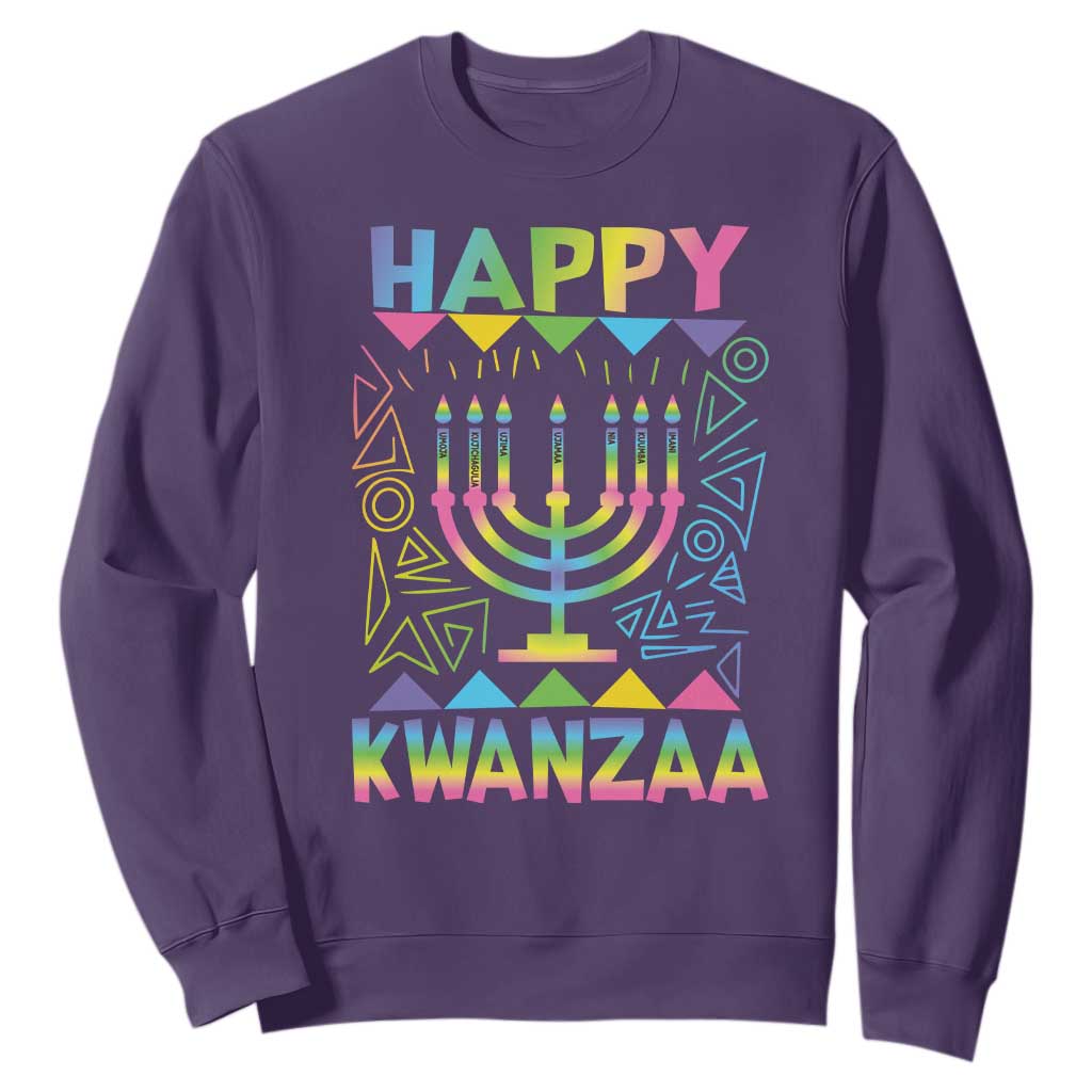 Happy Kwanzaa Sweatshirt Christmas African American Heritage Holiday Kinara Mazao TS10 Purple Print Your Wear