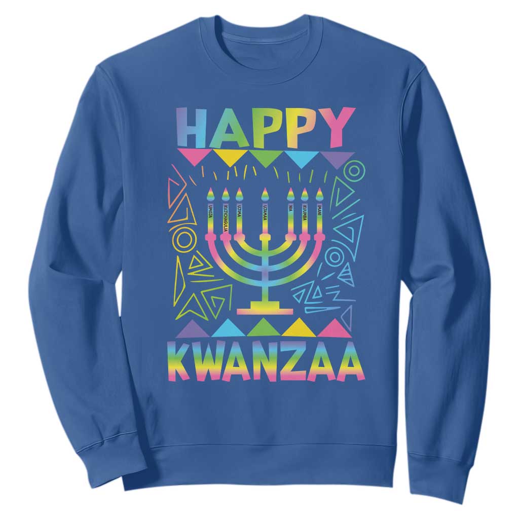 Happy Kwanzaa Sweatshirt Christmas African American Heritage Holiday Kinara Mazao TS10 Royal Blue Print Your Wear