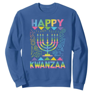 Happy Kwanzaa Sweatshirt Christmas African American Heritage Holiday Kinara Mazao TS10 Royal Blue Print Your Wear