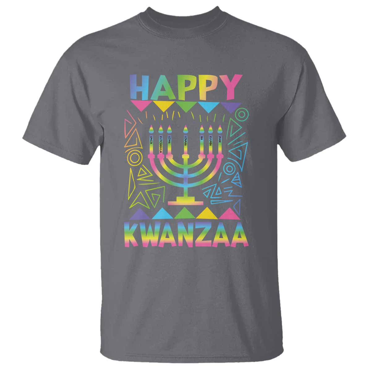 Happy Kwanzaa T Shirt Christmas African American Heritage Holiday Kinara Mazao TS10 Charcoal Print Your Wear