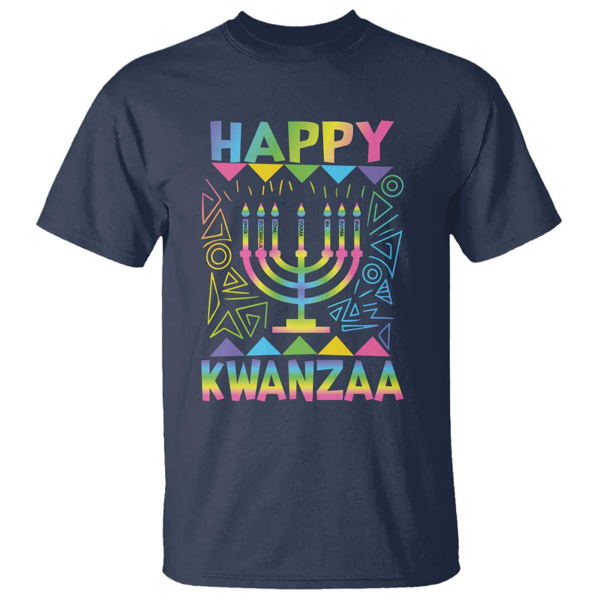 Happy Kwanzaa T Shirt Christmas African American Heritage Holiday Kinara Mazao TS10 Navy Print Your Wear