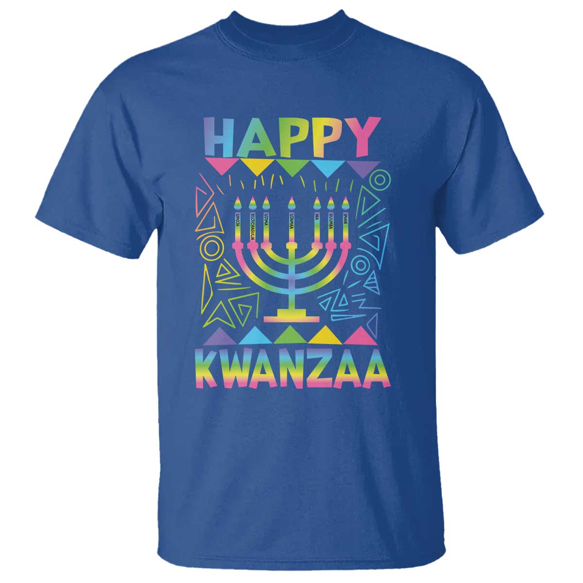 Happy Kwanzaa T Shirt Christmas African American Heritage Holiday Kinara Mazao TS10 Royal Blue Print Your Wear