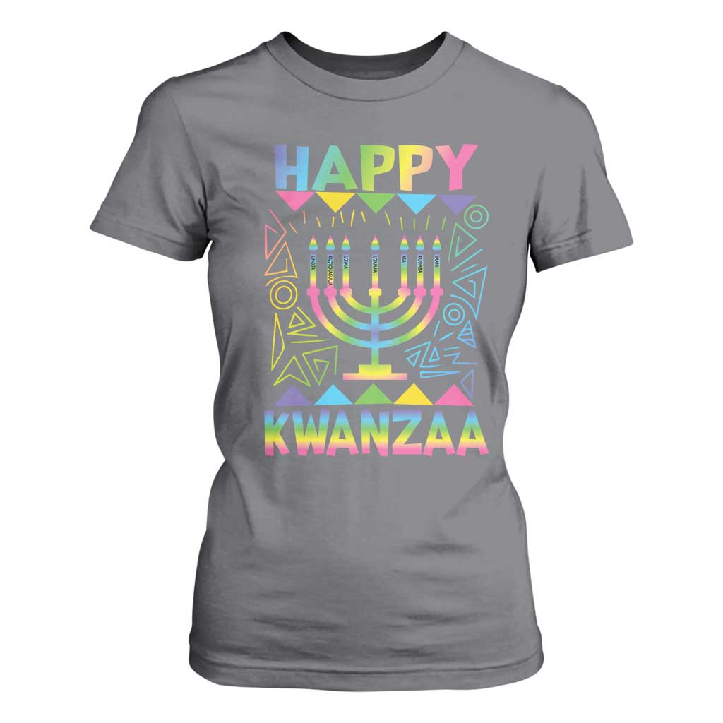 Happy Kwanzaa T Shirt For Women Christmas African American Heritage Holiday Kinara Mazao TS10 Charcoal Print Your Wear