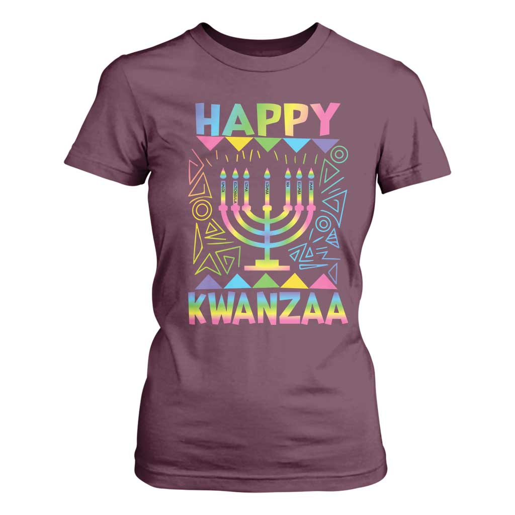 Happy Kwanzaa T Shirt For Women Christmas African American Heritage Holiday Kinara Mazao TS10 Maroon Print Your Wear