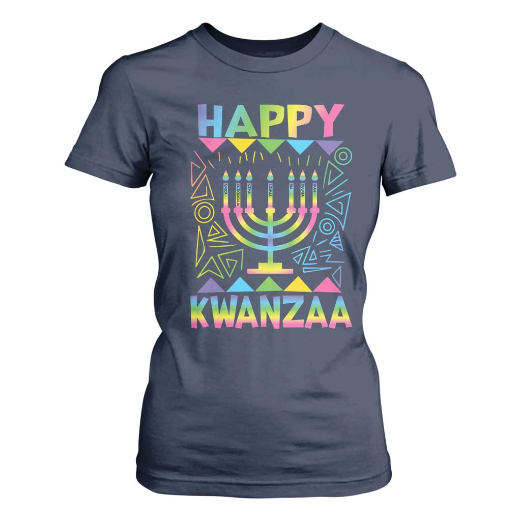 Happy Kwanzaa T Shirt For Women Christmas African American Heritage Holiday Kinara Mazao TS10 Navy Print Your Wear