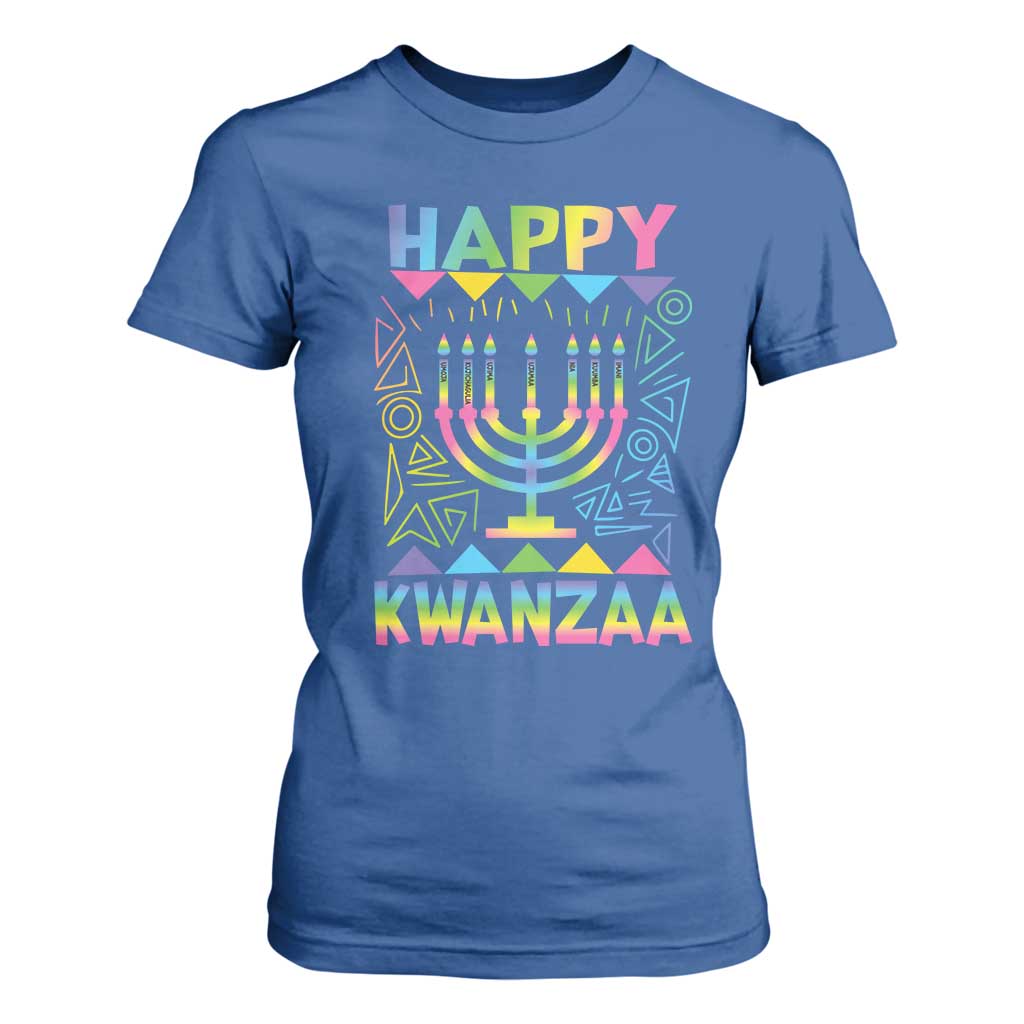 Happy Kwanzaa T Shirt For Women Christmas African American Heritage Holiday Kinara Mazao TS10 Royal Blue Print Your Wear