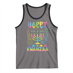 Happy Kwanzaa Tank Top Christmas African American Heritage Holiday Kinara Mazao TS10 Deep Heather Black Print Your Wear
