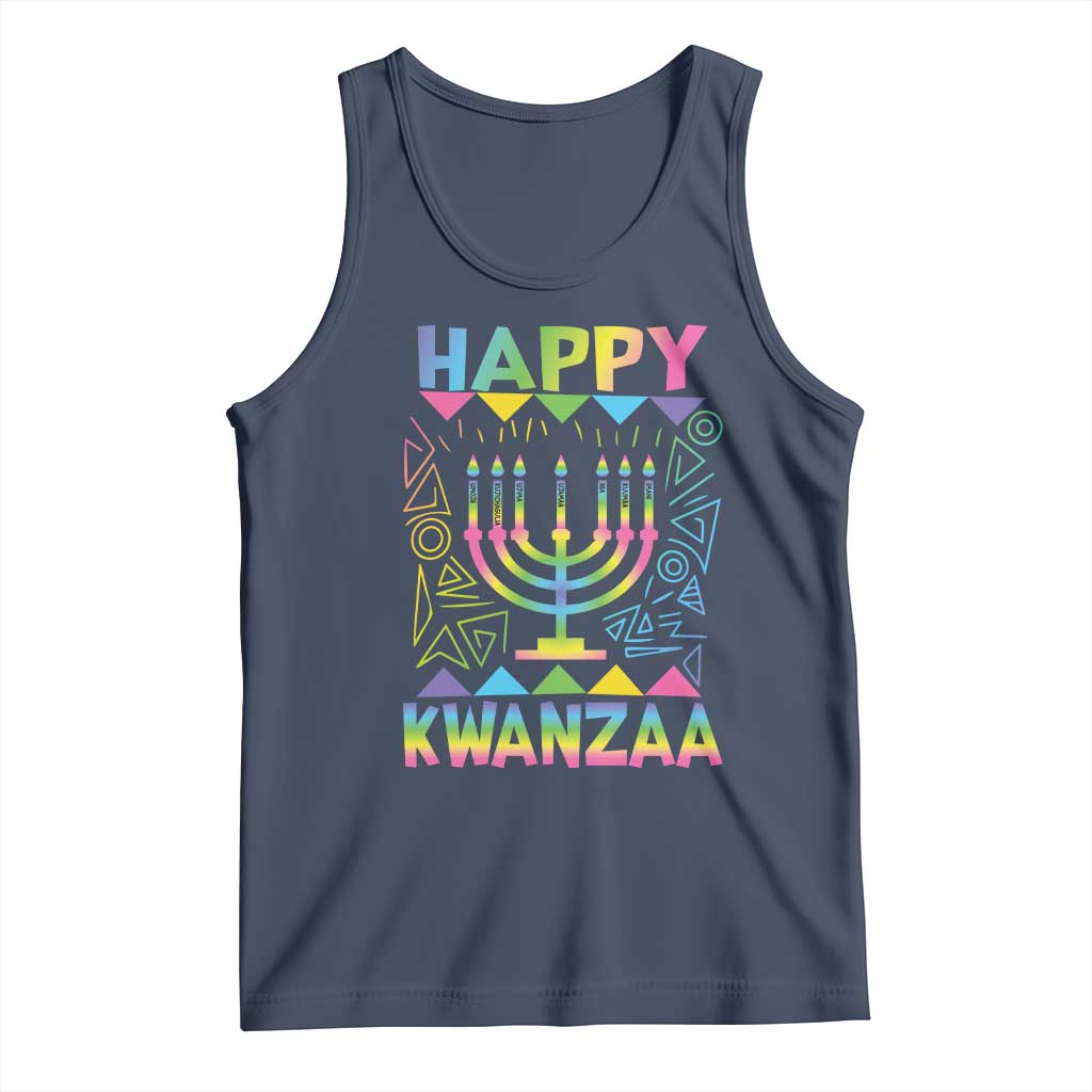 Happy Kwanzaa Tank Top Christmas African American Heritage Holiday Kinara Mazao TS10 Navy Print Your Wear