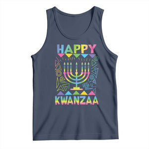 Happy Kwanzaa Tank Top Christmas African American Heritage Holiday Kinara Mazao TS10 Navy Print Your Wear
