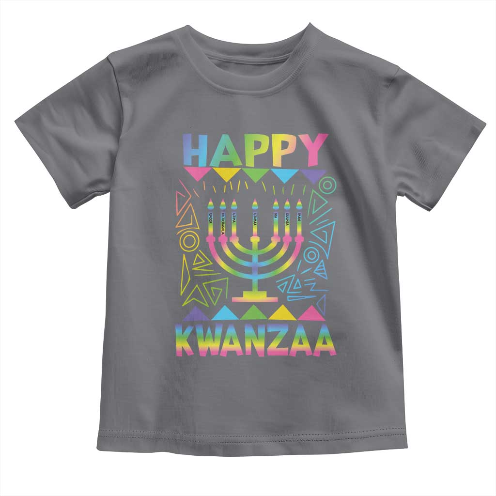Happy Kwanzaa Toddler T Shirt Christmas African American Heritage Holiday Kinara Mazao TS10 Charcoal Print Your Wear