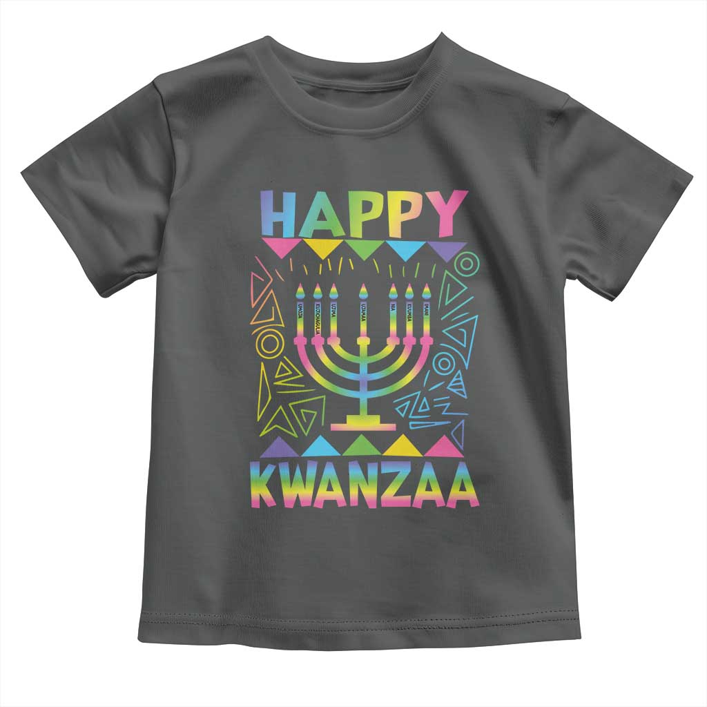 Happy Kwanzaa Toddler T Shirt Christmas African American Heritage Holiday Kinara Mazao TS10 Dark Heather Print Your Wear