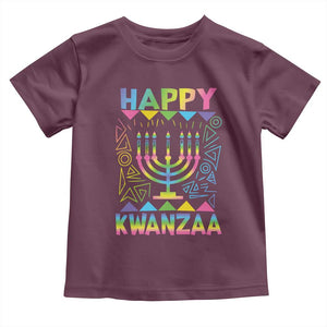 Happy Kwanzaa Toddler T Shirt Christmas African American Heritage Holiday Kinara Mazao TS10 Maroon Print Your Wear