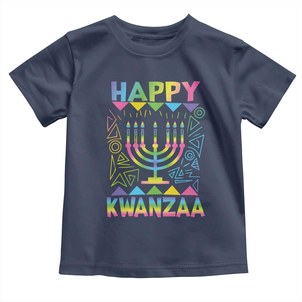 Happy Kwanzaa Toddler T Shirt Christmas African American Heritage Holiday Kinara Mazao TS10 Navy Print Your Wear