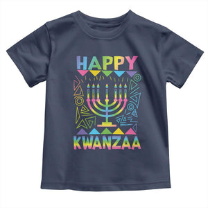 Happy Kwanzaa Toddler T Shirt Christmas African American Heritage Holiday Kinara Mazao TS10 Navy Print Your Wear