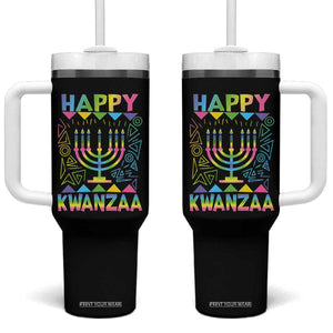 Happy Kwanzaa Tumbler With Handle Christmas African American Heritage Holiday Kinara Mazao TS10 One Size: 40 oz Black Print Your Wear