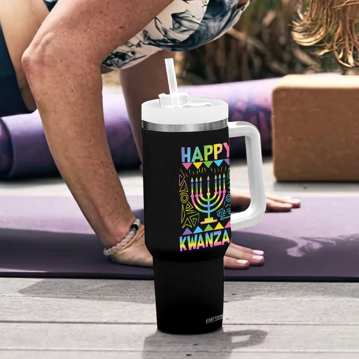 Happy Kwanzaa Tumbler With Handle Christmas African American Heritage Holiday Kinara Mazao TS10 Print Your Wear