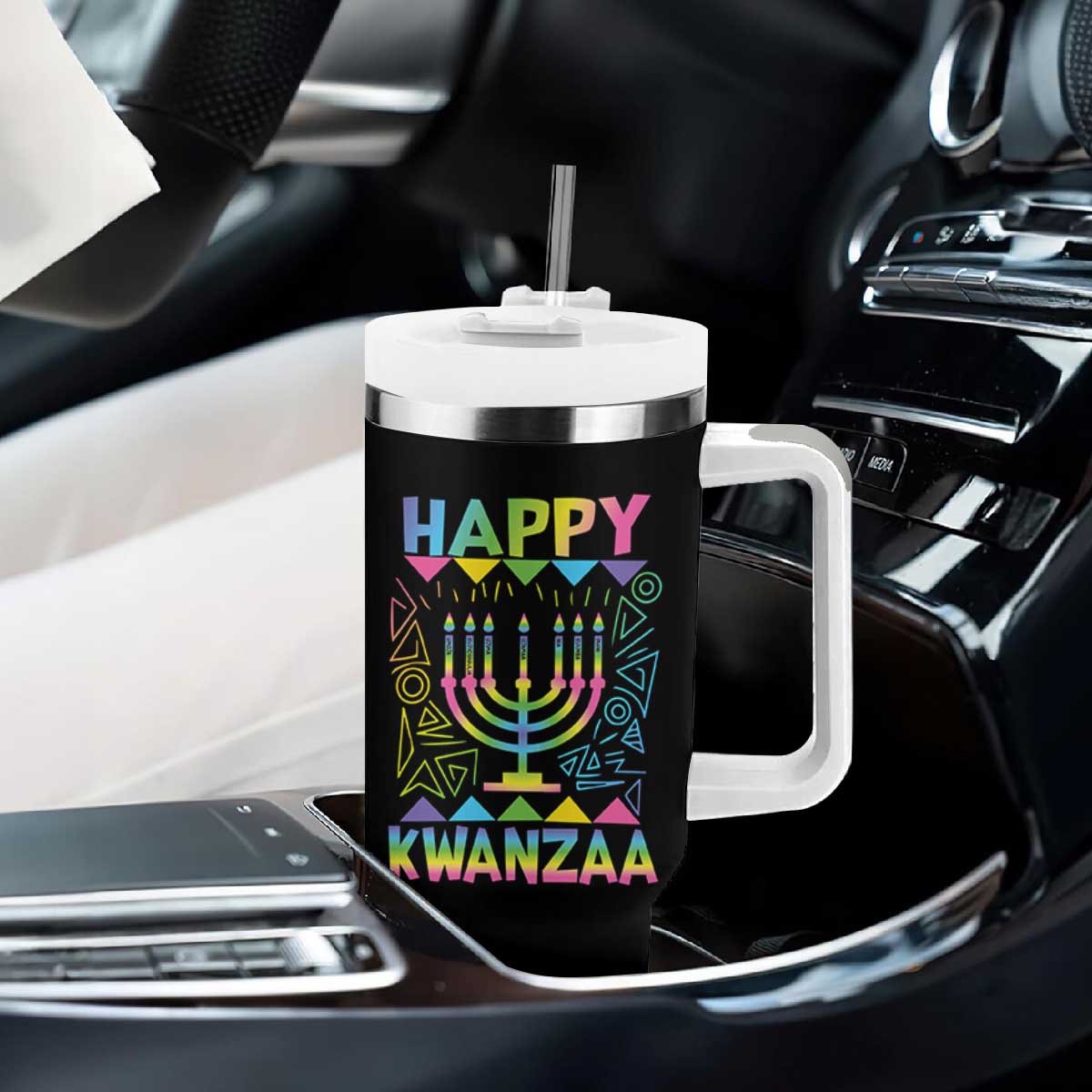Happy Kwanzaa Tumbler With Handle Christmas African American Heritage Holiday Kinara Mazao TS10 Print Your Wear