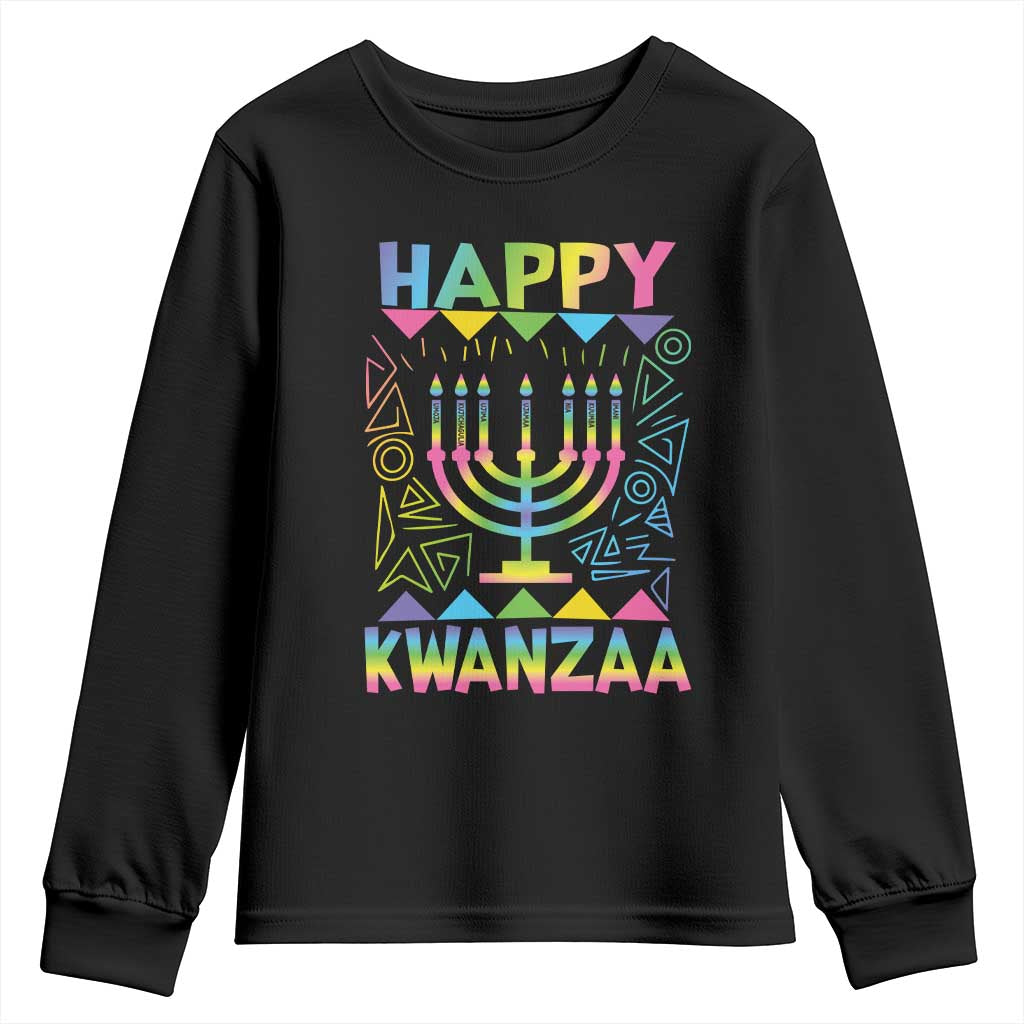Happy Kwanzaa Youth Sweatshirt Christmas African American Heritage Holiday Kinara Mazao TS10 Black Print Your Wear