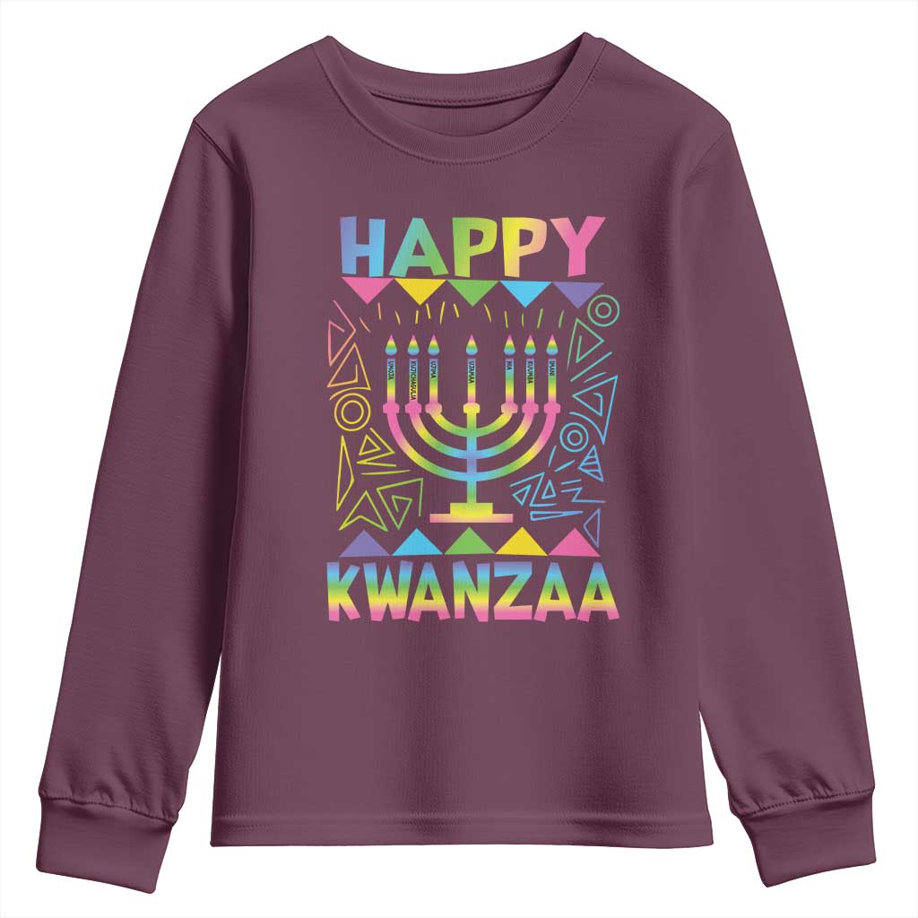 Happy Kwanzaa Youth Sweatshirt Christmas African American Heritage Holiday Kinara Mazao TS10 Maroon Print Your Wear