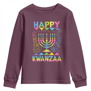 Happy Kwanzaa Youth Sweatshirt Christmas African American Heritage Holiday Kinara Mazao TS10 Maroon Print Your Wear