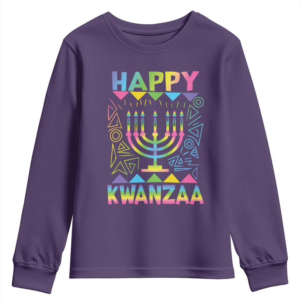 Happy Kwanzaa Youth Sweatshirt Christmas African American Heritage Holiday Kinara Mazao TS10 Purple Print Your Wear