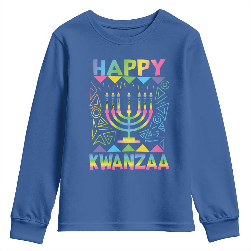 Happy Kwanzaa Youth Sweatshirt Christmas African American Heritage Holiday Kinara Mazao TS10 Royal Blue Print Your Wear