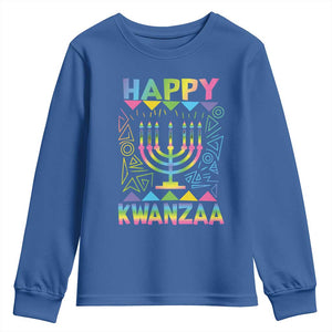 Happy Kwanzaa Youth Sweatshirt Christmas African American Heritage Holiday Kinara Mazao TS10 Royal Blue Print Your Wear