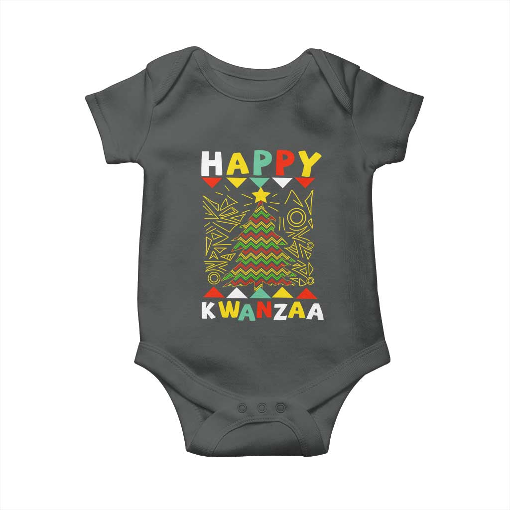 Happy Kwanzaa Christmas Baby Onesie African American Holiday Christmas Tree TS10 Dark Heather Print Your Wear