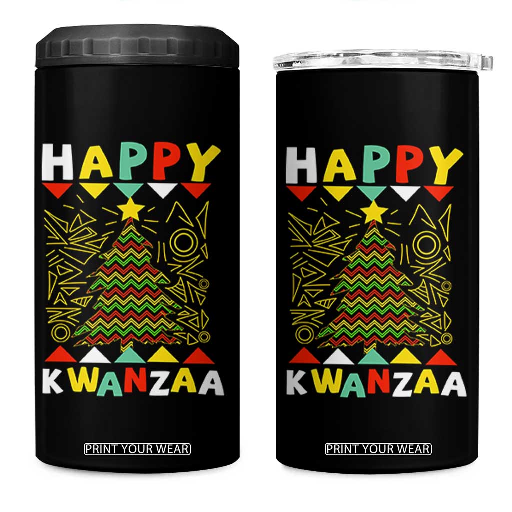 Happy Kwanzaa Christmas 4 in 1 Can Cooler Tumbler African American Holiday Christmas Tree TS10 One Size: 16 oz Black Print Your Wear