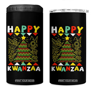 Happy Kwanzaa Christmas 4 in 1 Can Cooler Tumbler African American Holiday Christmas Tree TS10 One Size: 16 oz Black Print Your Wear