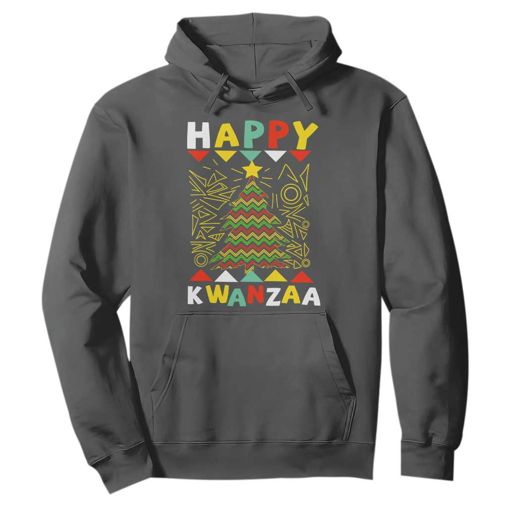 Happy Kwanzaa Christmas Hoodie African American Holiday Christmas Tree TS10 Dark Heather Print Your Wear