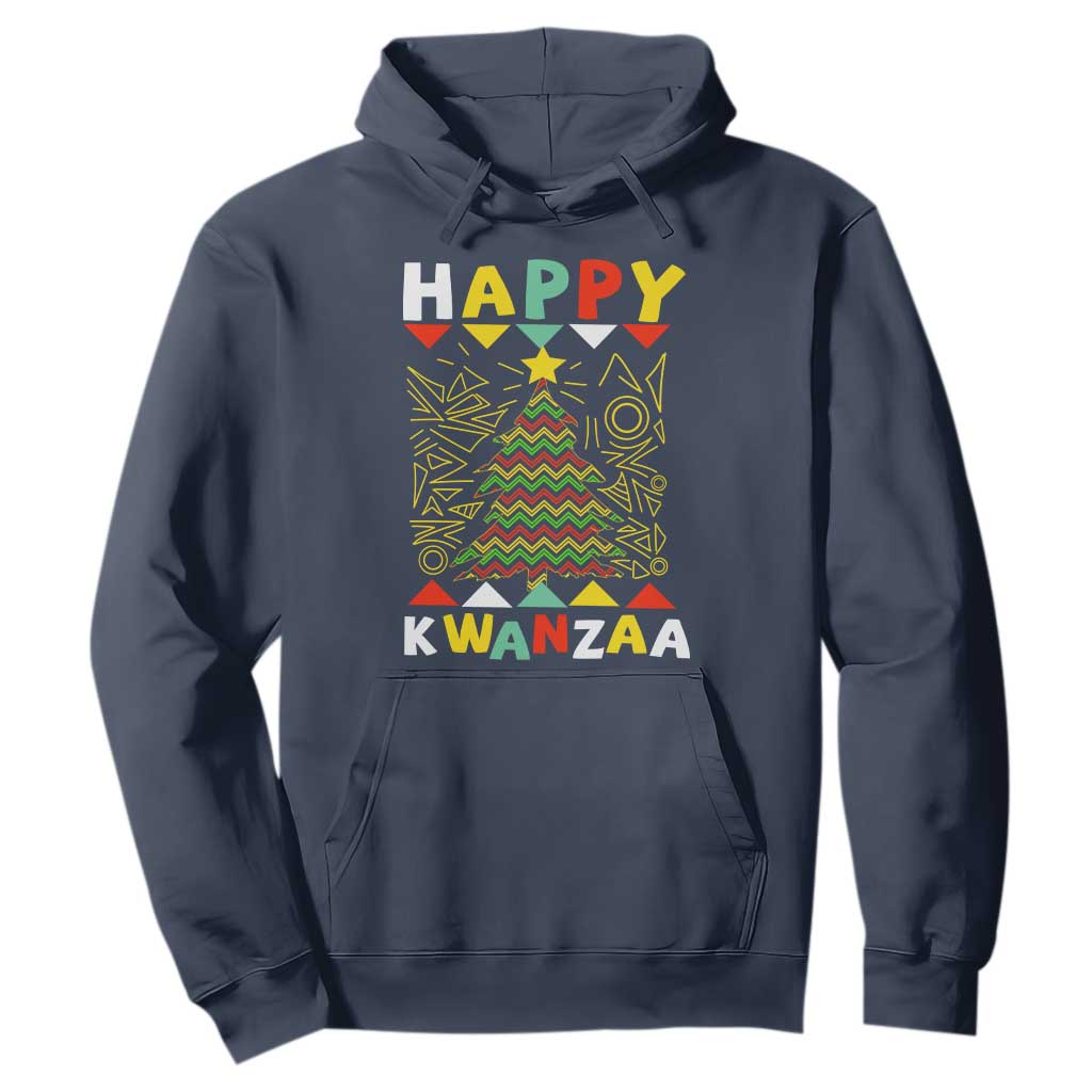 Happy Kwanzaa Christmas Hoodie African American Holiday Christmas Tree TS10 Navy Print Your Wear
