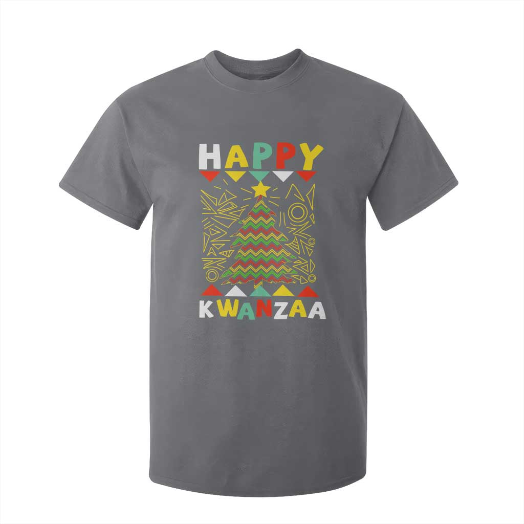 Happy Kwanzaa Christmas T Shirt For Kid African American Holiday Christmas Tree TS10 Charcoal Print Your Wear