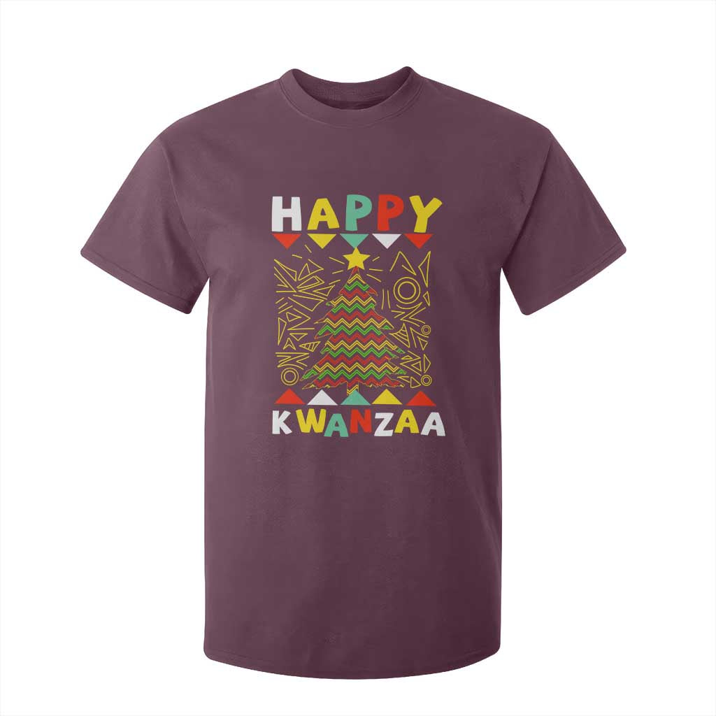 Happy Kwanzaa Christmas T Shirt For Kid African American Holiday Christmas Tree TS10 Maroon Print Your Wear