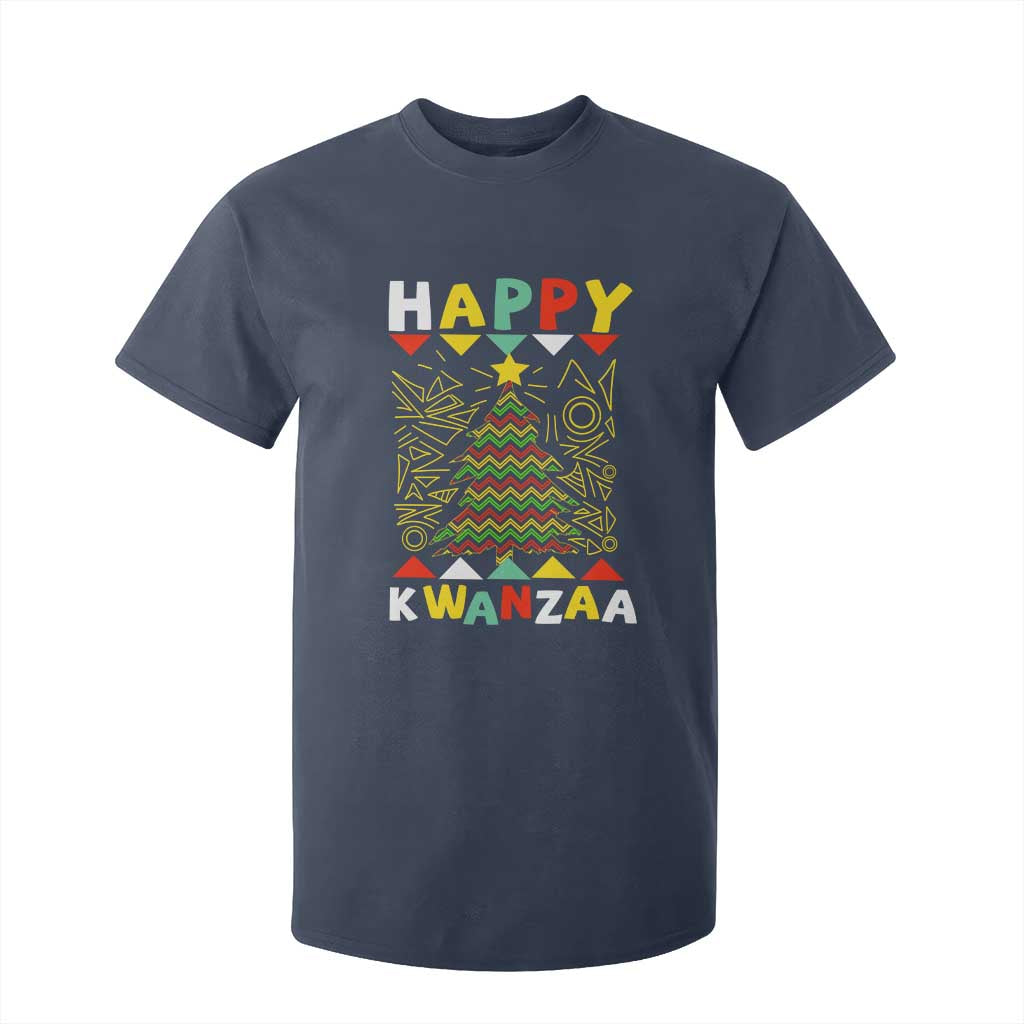 Happy Kwanzaa Christmas T Shirt For Kid African American Holiday Christmas Tree TS10 Navy Print Your Wear
