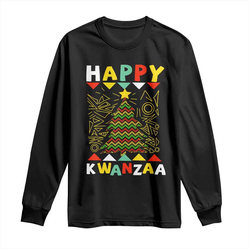 Happy Kwanzaa Christmas Long Sleeve Shirt African American Holiday Christmas Tree TS10 Black Print Your Wear