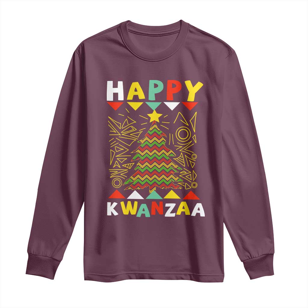 Happy Kwanzaa Christmas Long Sleeve Shirt African American Holiday Christmas Tree TS10 Maroon Print Your Wear