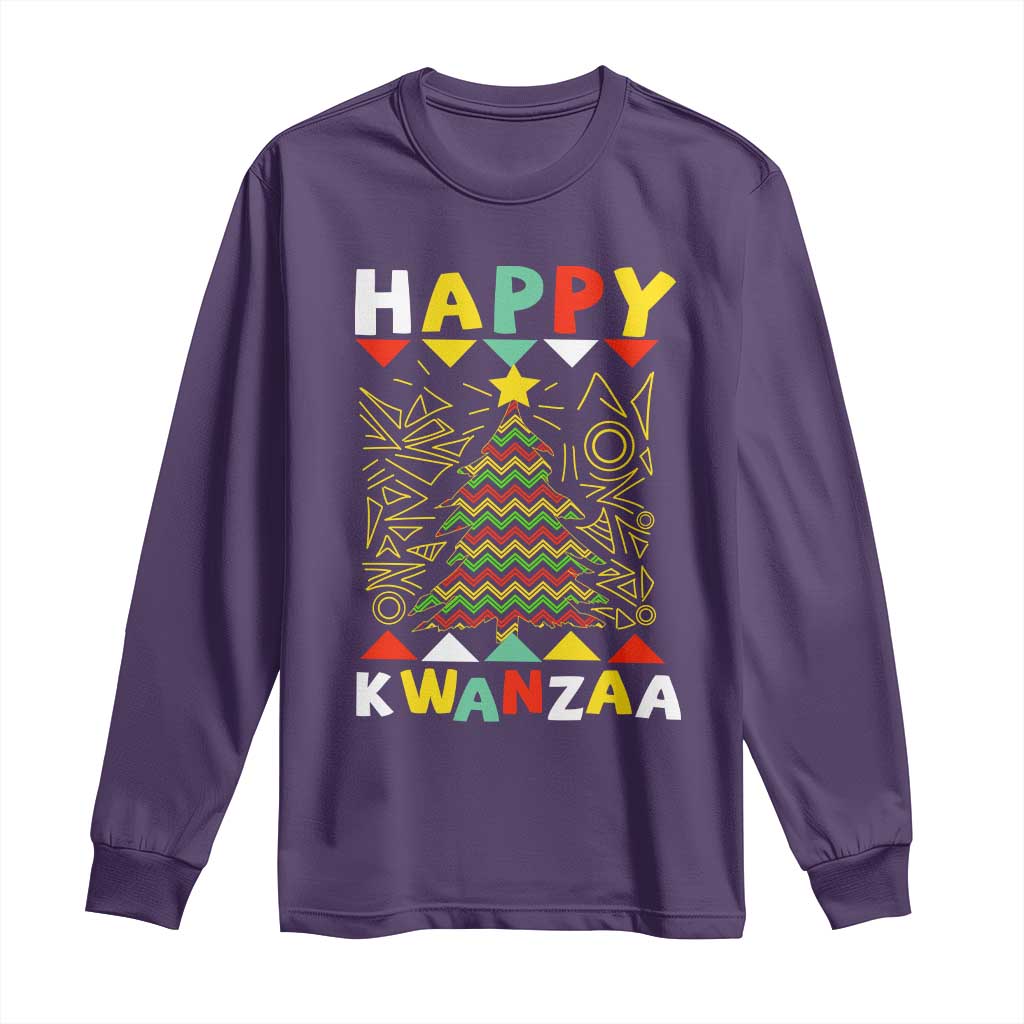 Happy Kwanzaa Christmas Long Sleeve Shirt African American Holiday Christmas Tree TS10 Purple Print Your Wear