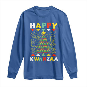 Happy Kwanzaa Christmas Long Sleeve Shirt African American Holiday Christmas Tree TS10 Royal Blue Print Your Wear