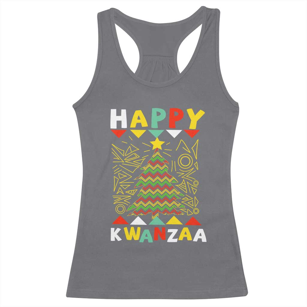 Happy Kwanzaa Christmas Racerback Tank Top African American Holiday Christmas Tree TS10 Charcoal Print Your Wear