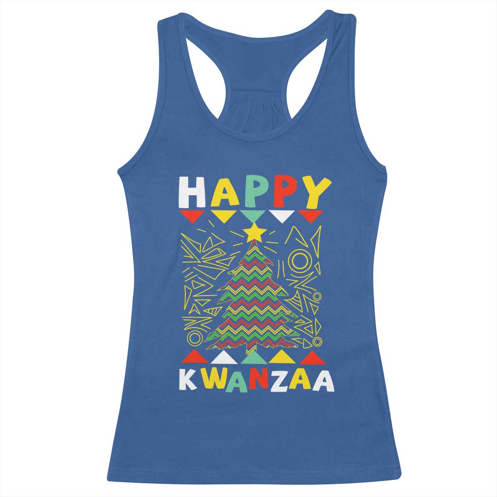 Happy Kwanzaa Christmas Racerback Tank Top African American Holiday Christmas Tree TS10 Royal Blue Print Your Wear