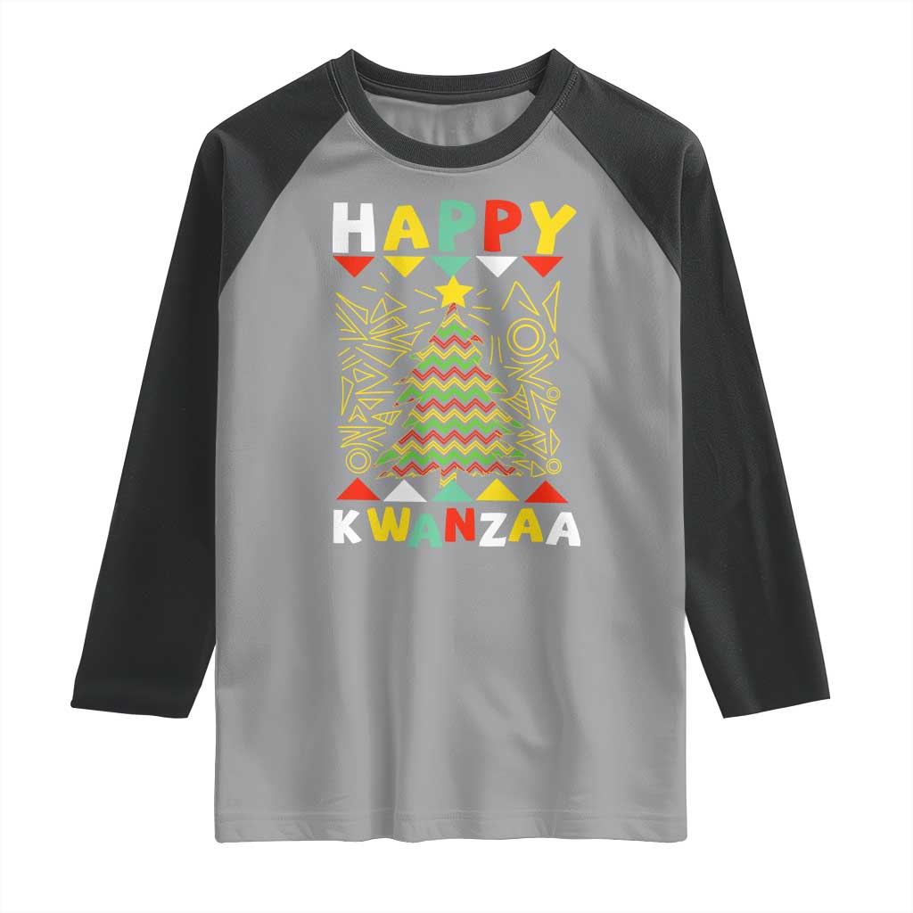 Happy Kwanzaa Christmas Raglan Shirt African American Holiday Christmas Tree TS10 Sport Gray Black Print Your Wear