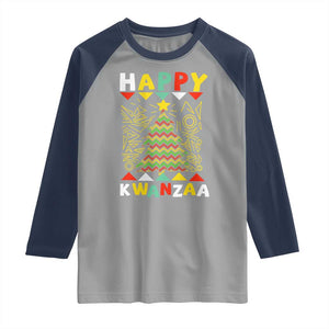 Happy Kwanzaa Christmas Raglan Shirt African American Holiday Christmas Tree TS10 Sport Gray Navy Print Your Wear