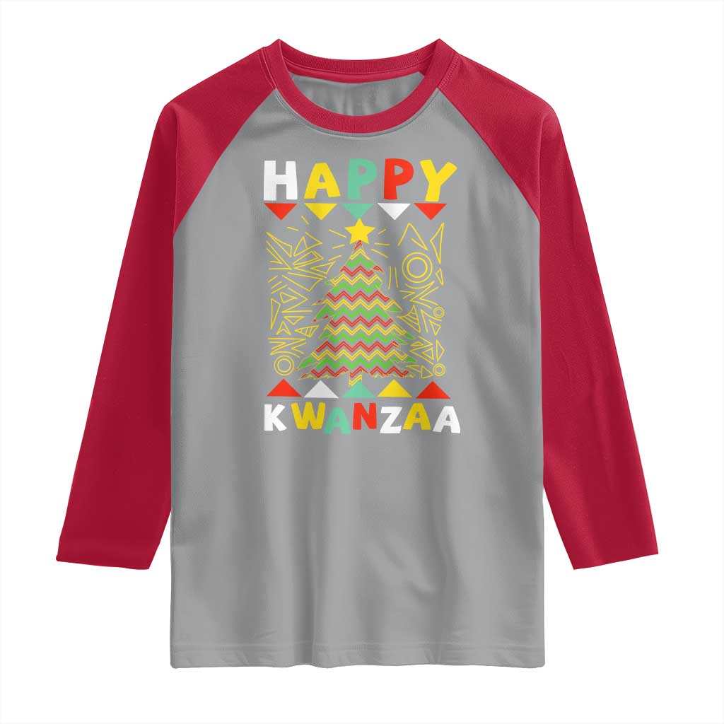 Happy Kwanzaa Christmas Raglan Shirt African American Holiday Christmas Tree TS10 Sport Gray Red Print Your Wear