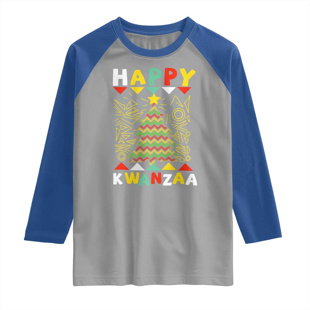 Happy Kwanzaa Christmas Raglan Shirt African American Holiday Christmas Tree TS10 Sport Gray Royal Print Your Wear